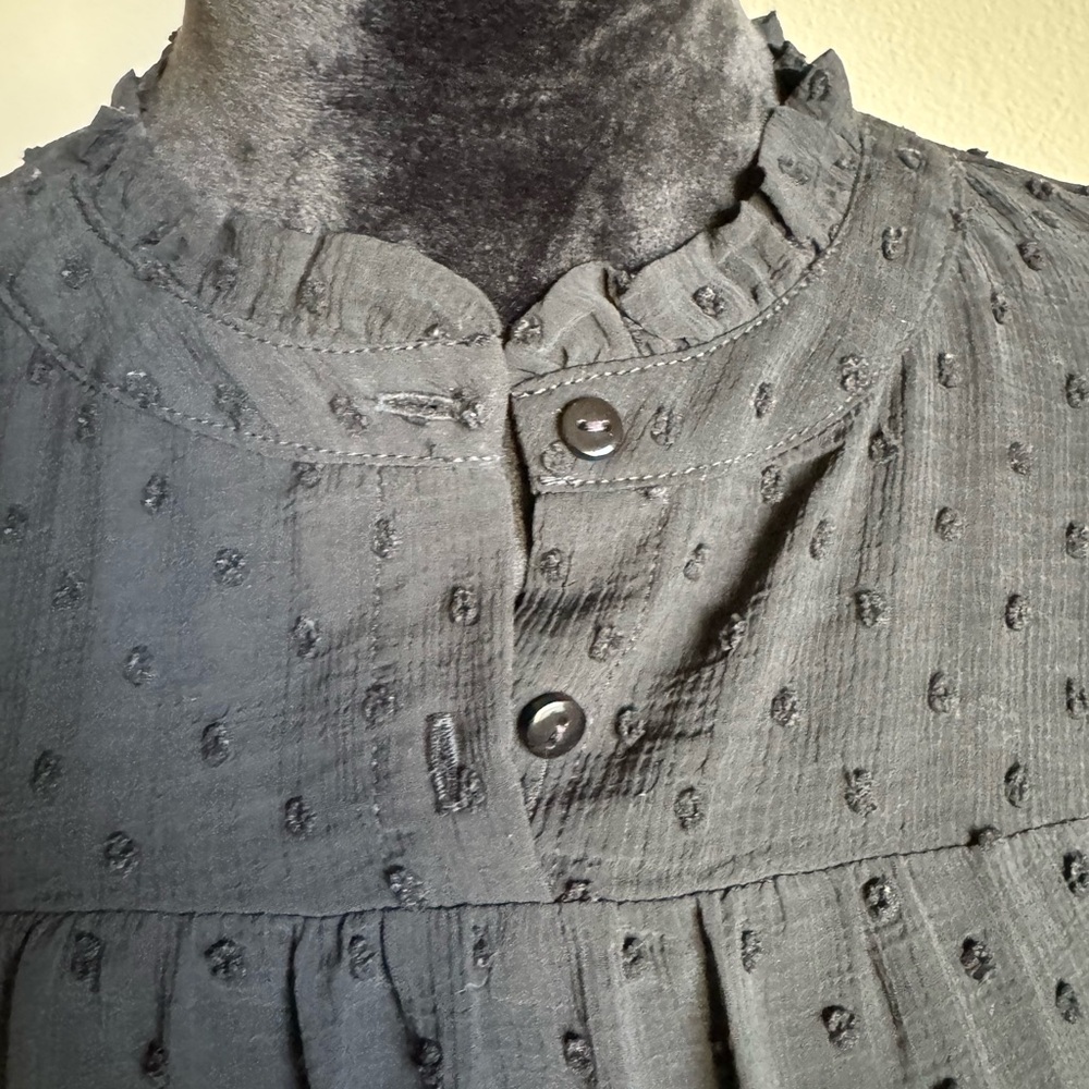 Black Women's Ruffled Collared Blouse - Picture 4 of 6